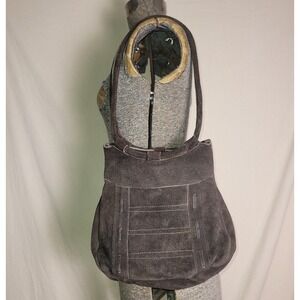 Vintage 50s 60s Chocolate Brown Suede Leather Shoulder Bag Purse Boho Mr. Ralph